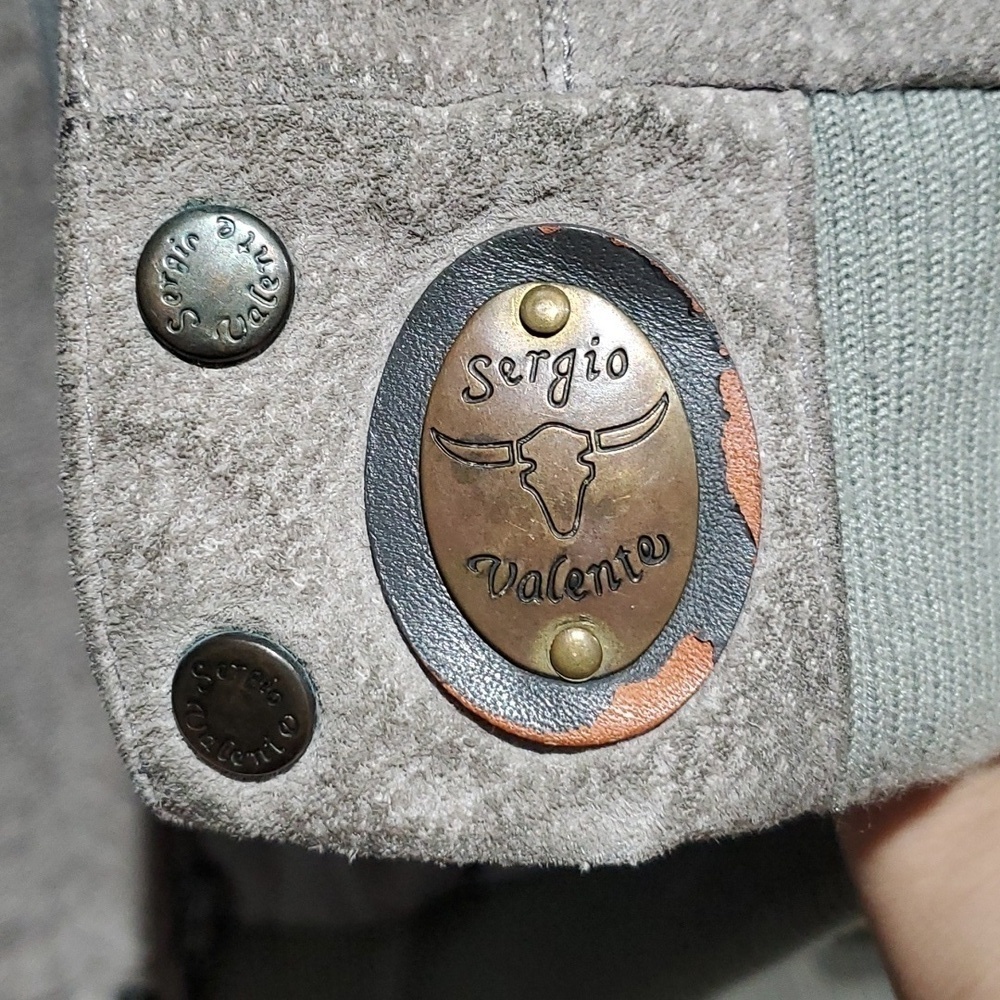 VINTAGE 80S 90S SERGIO VALENTE GENUINE LEATHER SUEDE BOMBER JACKET GRAY Moto - Picture 5 of 11